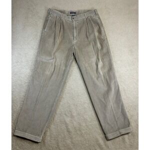 GANT Men's Tan Corduroy Pleated Relaxed Fit‎ Trousers Pants Size 38x32